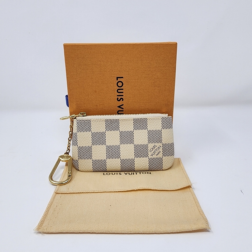 Authentic Louis Vuitton Key Pouch Damier Azur.
